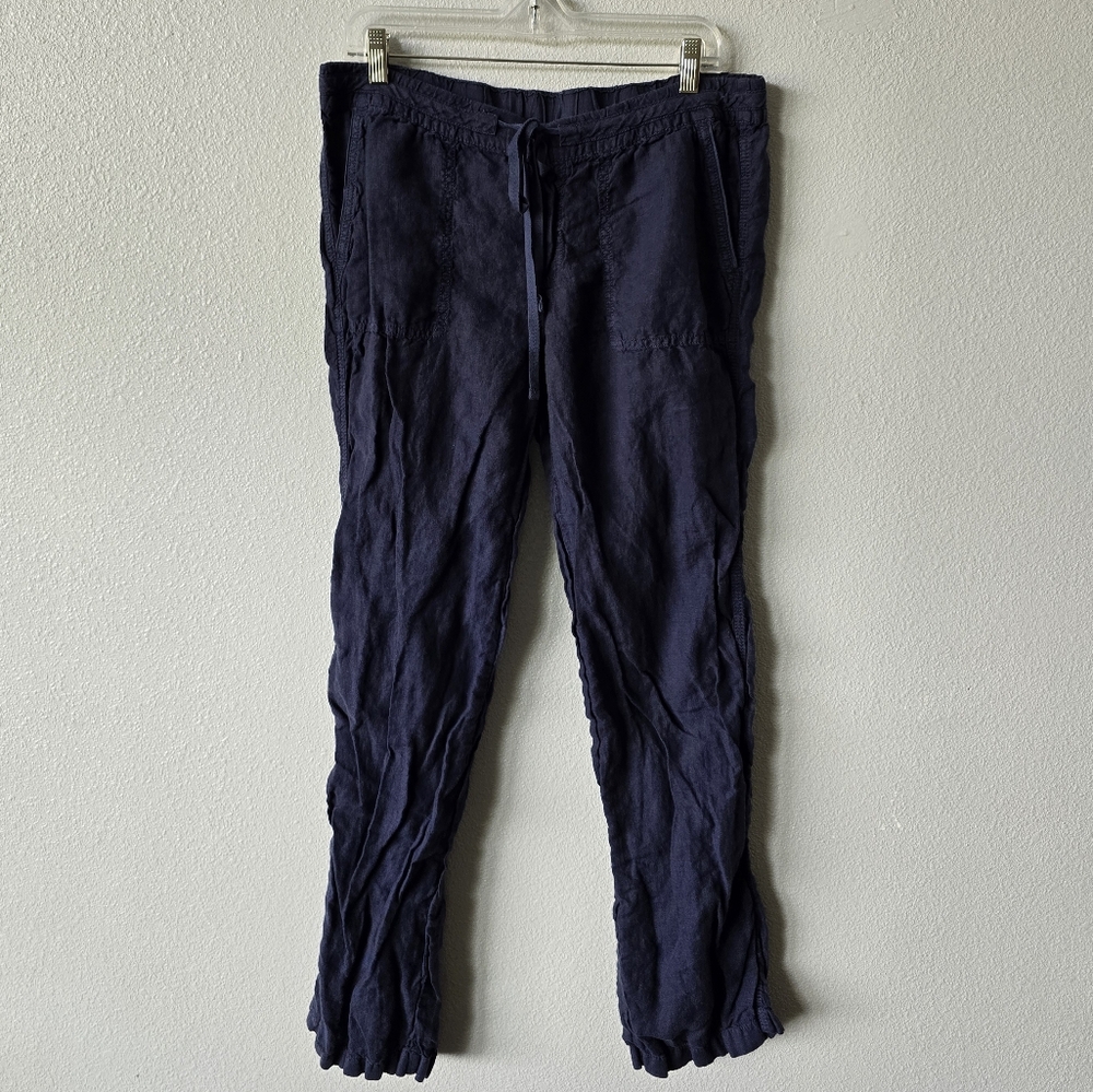 Caslon 100% Linen Pants Medium Navy Blue